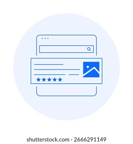Icono de fragmentos enriquecidos: optimice los Resultados de búsqueda con fragmentos enriquecidos. Icono de Vector.