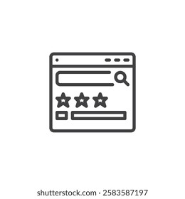 Rich Snippets line icon. linear style sign for mobile concept and web design. A search result with stars outline vector icon. Enhanced search appearances symbol, logo illustration. Vector graphics