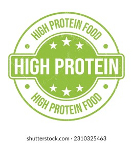 Rich Source Of Dietary Fiber, High Protein Food, Emblem, Badge, Seal, Stamp, Rubber, Sticker, Logo, Label, Packaging Design, Patch Vector Illustration