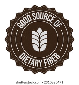Rich Source Of Dietary Fiber, High Protein Food, Emblem, Badge, Seal, Stamp, Rubber, Sticker, Logo, Label, Packaging Design, Patch Vector Illustration