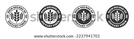 Rich source dietary fiber icon set. Vector illustration.