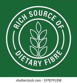 'rich Source Of Dietary Fiber' Vector Icon Isolated On Green Background