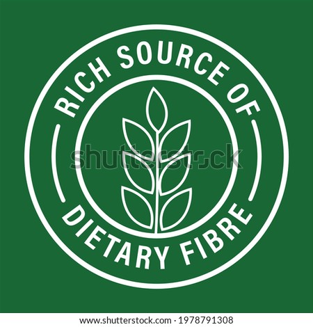 'rich source of dietary fiber' vector icon isolated on green background