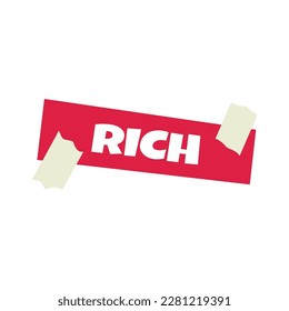 Rich sticker for dreams vision board flat icon vector illustration