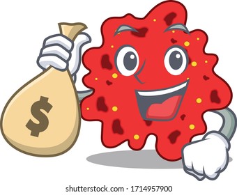 Rich streptococcus pneumoniae cartoon design holds money bags