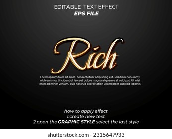 rich text effect, font editable, typography, 3d text. vector template