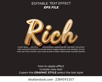 rich text effect, font editable, typography, 3d text. vector template