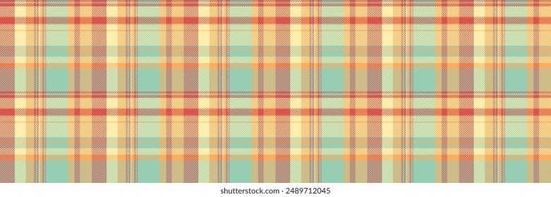Rich textile tartan background, throw pattern plaid fabric. Thread vector check texture seamless in light and yellow colors palette.