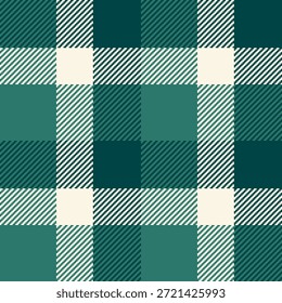Rich textura Vector check, tarjeta de cumpleaños tela de patrón a cuadros. Fondo de tartán inconsútil textil Vogue en paleta de colores verde azulado y oscuro.