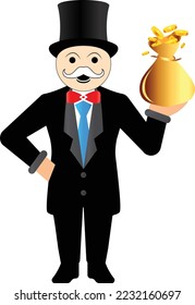 Rich Uncle Pennybag Monopoly Character Vector Illustration