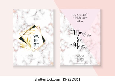Rich VIP Marble Rose Gold Wedding Invitation. Geometric Frame Set. Christmas, New Year, Music Party Vector Layout. Business Foil Template. Marble Rose Gold Texture Wedding Invitation Card Poster