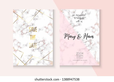 Rich VIP Marble Rose Gold Wedding Invitation. Abstract Foil Brochure. Birthday, Gift Card, Music Party Vector Layout. Geometric Border Set. Rose Gold Wedding Invitation Marble Texture Card Template
