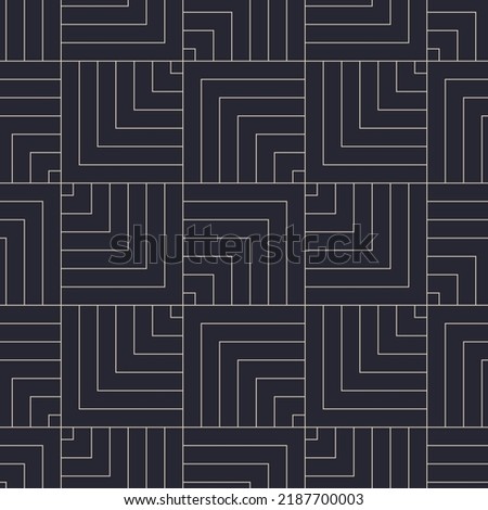 Rich Vip Outline Square Tile Premium Seamless Pattern Vector Abstract Background. Fashioned Posh Neat Elegant Classic Motif Linear Structure Tileable Luxurious Wallpaper. Line Art Graphic Illustration