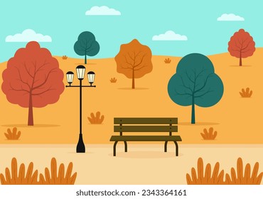 Rich and Warm Hues of Rusty Red, Golden Yellow, and Earthy Brown, Sense of Cozy Tranquility and Nostalgia for the Crisp Air, Falling Leaves, and Whispers of Nature's Symphony vector illustration