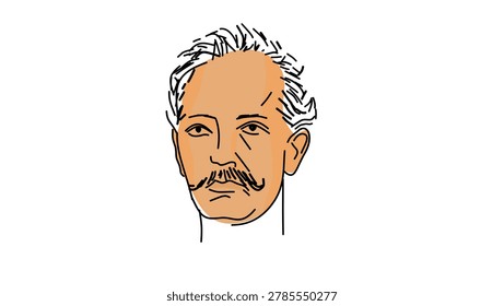 Richard Strauss portrait, color vector illustration
