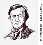 Richard Wagner famous vector sketch portrait