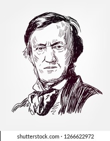 Richard Wagner famous vector sketch portrait