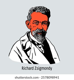 Richard Zsigmondy was an Austro-Hungarian and later German chemist, Nobel Prize laureate in Chemistry. Hand drawn vector illustration