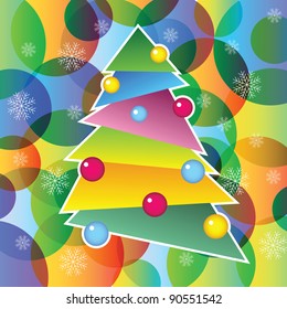 richly decorated Christmas tree, vector illustration