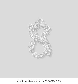 Richly decorated eight digit on gray background