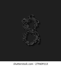 Richly decorated eight digit on black background