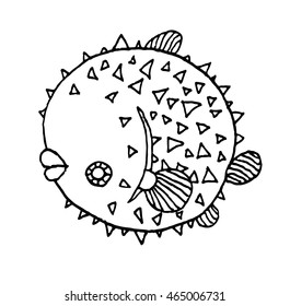 richly decorated fish vector hand drawing illustration