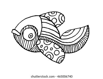 richly decorated fish vector hand drawing illustration
