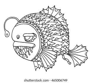 richly decorated fish vector hand drawing illustration
