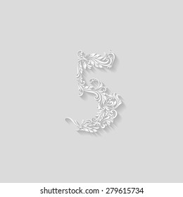 Richly decorated five digit on gray background