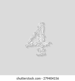 Richly decorated four digit on gray background