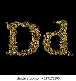 Richly Decorated Letter D Upper Lower Stock Vector (Royalty Free ...