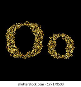 Richly decorated letter 'o' in upper and lower case.