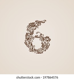 Richly decorated six digit on beige background.