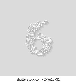 Richly decorated six digit on gray background