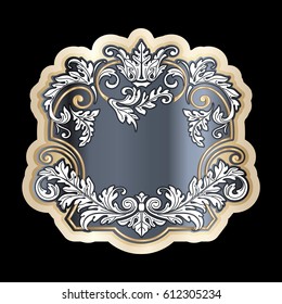 Richly Decorated Vintage Baroque Scroll Design Frame Floral Decoration In Retro Style.
 