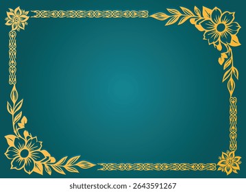 A richly detailed gold floral border frame with intricate patterns, perfect for elegant invitations or certificates