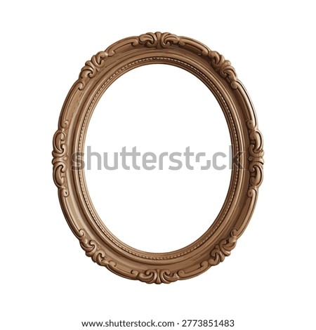 A richly detailed oval frame, rendered in shades of brown, awaiting a picture.