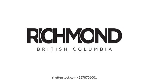 Richmond in the Canada emblem. The design features a geometric style, vector illustration with bold typography in a modern font. The graphic slogan lettering.