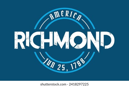 Richmond circle badge logo text effect vector. Editable college t-shirt design printable text effect vector	
