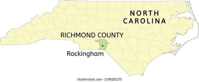 Richmond County and city of Rockingham location on North Carolina state map