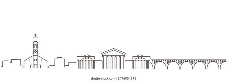 Richmond Dark Line Simple Minimalist Skyline With White Background