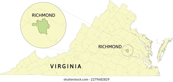 Ubicación de la ciudad independiente de Richmond en el mapa estatal de Virginia