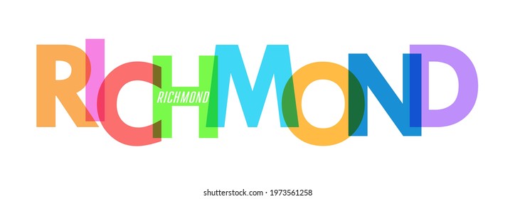 RICHMOND. The name of the city on a white background. Vector design template for poster, postcard, banner. Vector illustration.