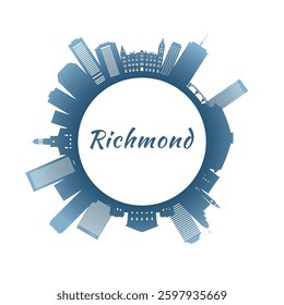 Richmond skyline with colorful buildings. Circular style. Stock vector illustration