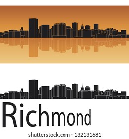 Richmond skyline in orange background in editable vector file