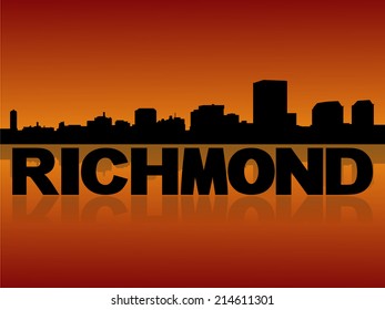 Richmond skyline reflected with text and sunset vector illustration