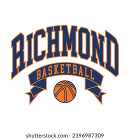 Richmond typography design vector, usa state shirt design vector. Jersey design vector, T-shirt design for usa 