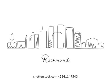 Richmond USA skyline contínuo dibujo a mano diseño de estilo para viajes y turismo concepto