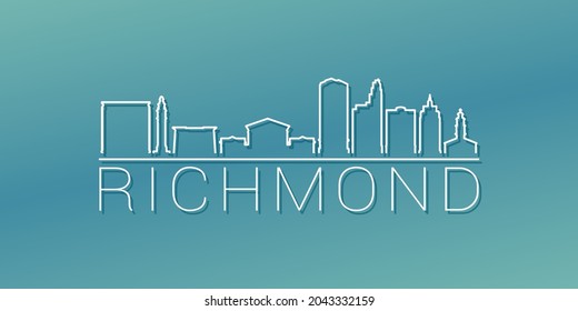 Richmond, VA, USA Skyline Linear Design. Flat City Illustration Minimal Clip Art. Background Gradient Travel Vector Icon.