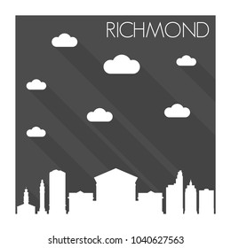 Richmond Virginia Skyline City Flat Silhouette Design Background